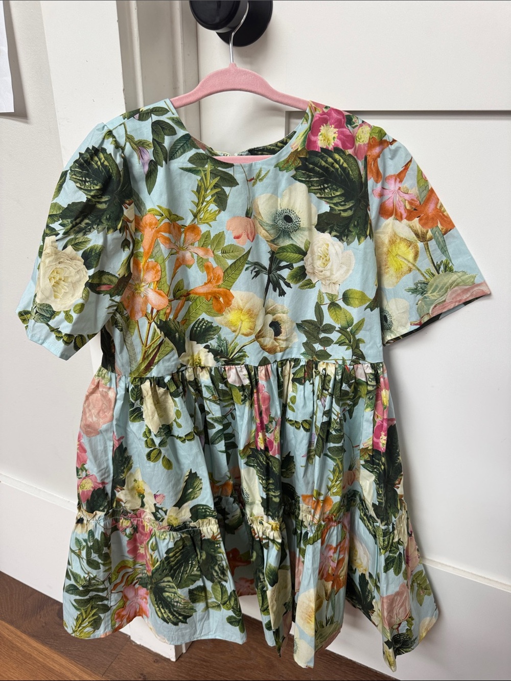 Cara Cara Light Blue Floral Tiered Dress